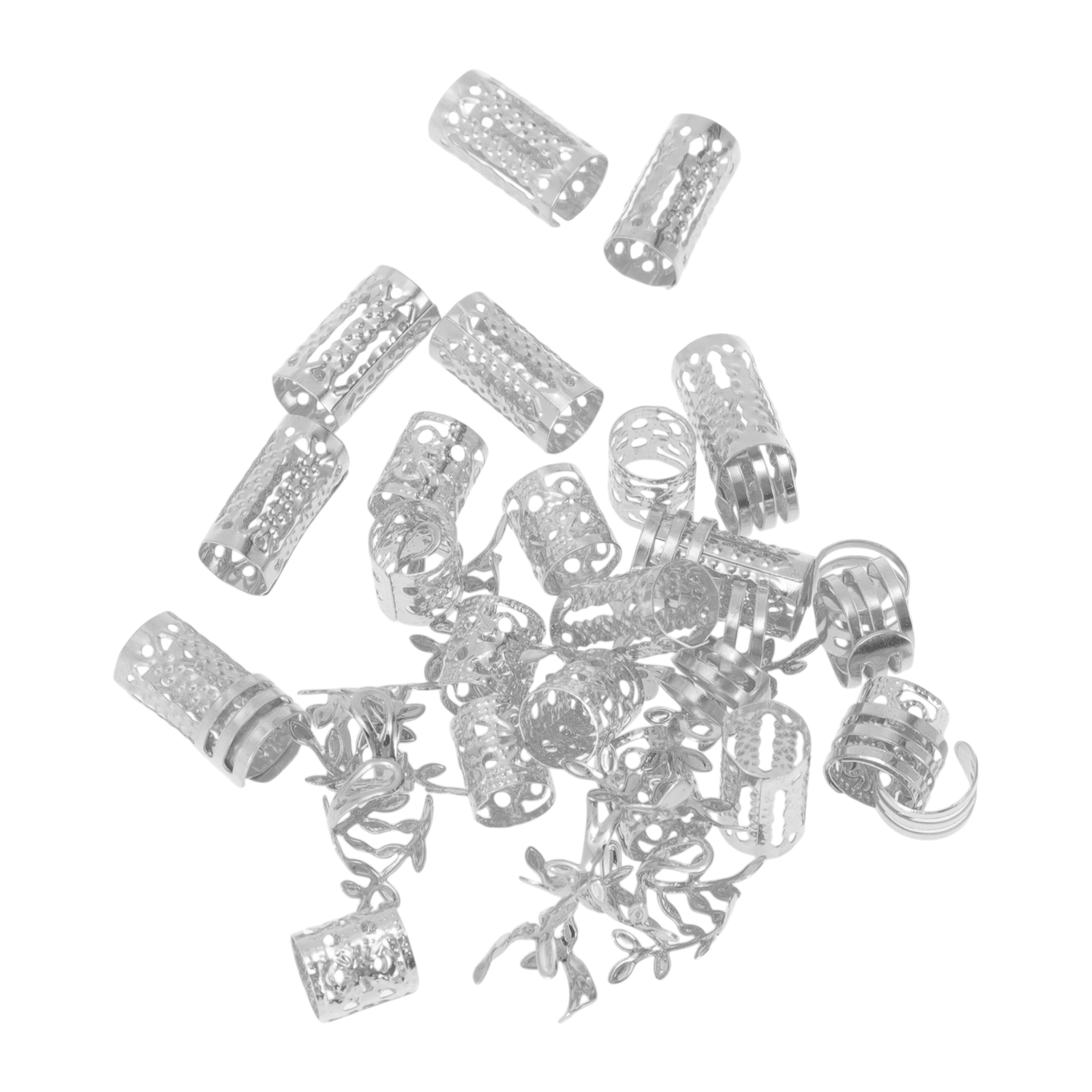 Unique Bargains Fashion Hollow Hair Cuffs Dreadlock Set Silver Tone 40