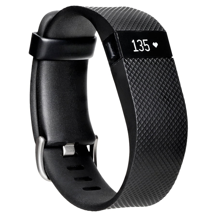 Black Fitbit Charge HR Wireless HEART RATE Activity Wristband 
