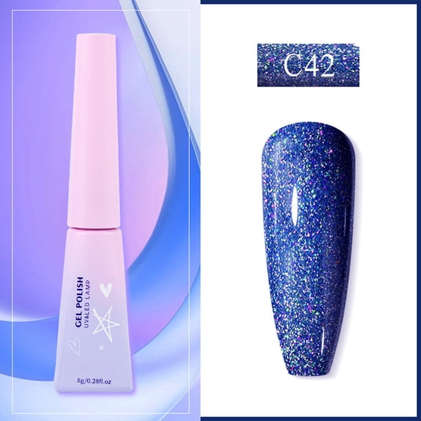 Esmalte de uñas con purpurina y efecto espejo, holográfico, rojo, base seca, capa superior para uñas de manos y pies, manicura francesa, 8 ml, extensión de uñas