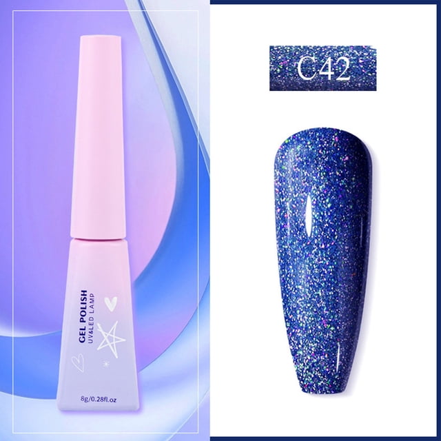 Esmalte de uñas con purpurina y efecto espejo, holográfico, rojo, base seca, capa superior para uñas de manos y pies, manicura francesa, 8 ml, extensión de uñas