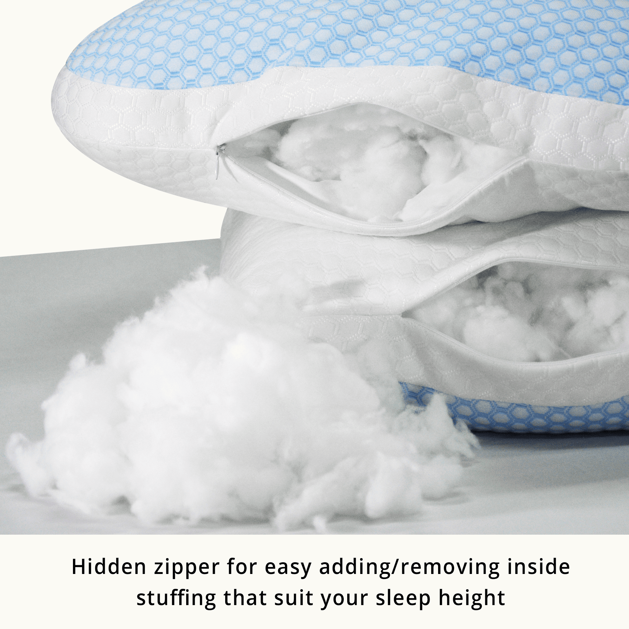COZY ONE Cooling Reversible Pillow 2pk , Adjustable Down Alternative Pillow for Side,Back,Stomach & Hot Sleepers, Standard/Queen Size 20" x 28"