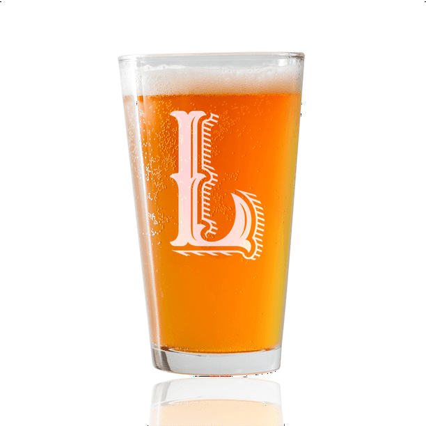 Monogram L 16oz Pint Glass Laser Etched Dishwasher Safe Made In The Usa Walmart Com Walmart Com