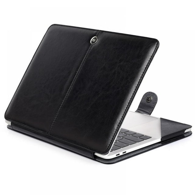 POINTERTECK 13.3Inch MacBook Air Case PU Leather Carrying Book Folio Protective Stand Cover Sleeve Compatible With Model A2179 A1932 Black