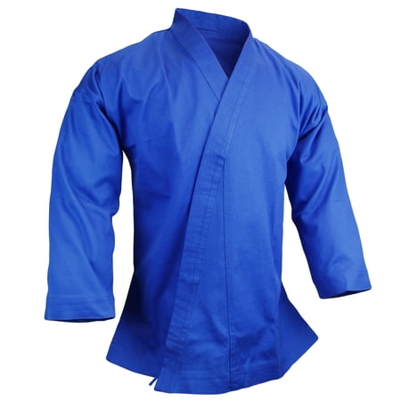 Karate Heavy W't 12 OZ 100% Cotton Uniform Top Only Preshrunk Martial Arts Blue Gi Top