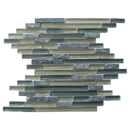- Abolos- New Era II Random Sized Glass and Slate Mosaic Tile in Gray (11sqft / 11pc Box)