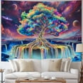 thumbnail image 2 of Gojian Blacklight Tree of Life Tapestry UV Reactive Waterfall Tapestry Galaxy Space Aesthetic Tree Wall Tapestries Colorful Starry Sky Tapestries Wall Hanging for Bedroom, 2 of 6