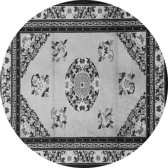 Ahgly Company Indoor Round Oriental Gray Asian Inspired Area Rugs, 8' Round