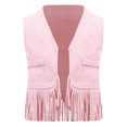 thumbnail image 5 of SiiRoh Fringe Vest Baby Faux Suede Open-Front Vintage Tassel Vest Coat Hippie Western Cowboy Cowgirl Pink 6-12M, 5 of 7