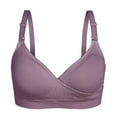 thumbnail image 3 of vigerkar Bras for Women Wireless Lounge Sleep Bra Lightly Padded Soft Cotton Breathable Comfortable Bras Purple, M, 3 of 3