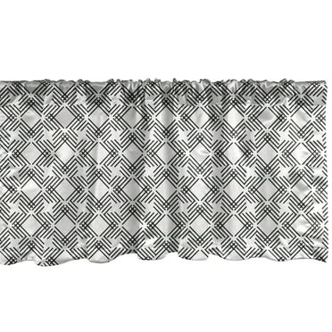 Ambesonne Black and White Window Valance, Monochrome Diagonal Stripes Arrangement Geometric Abstract Composition, Curtain Valance for Kitchen Bedroom Decor with Rod Pocket, 54" X 18", Black and White