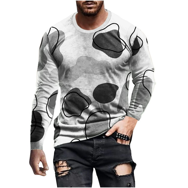 jsaierl Long Sleeve T Shirt Men Soft,Mens Graphic Tees Casual 3D Optical  Illusion Print T-Shirts Fashion Crew Neck Big and Tall Long Sleeve Shirts  for Men 