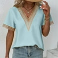 thumbnail image 2 of Women's Summer V Neck Lace T-Shirt Fashion Casual Loose Fit Comfortable Soft Breathable Top Blouse Tee Shirt, 2 of 2