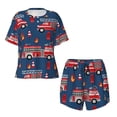 thumbnail image 4 of Lsque Fire Truck 1 Women's Short-Sleeved Pajama Set - 2 Piece Soft and Lightweight Sleepwear Set-3X-Large, 4 of 9