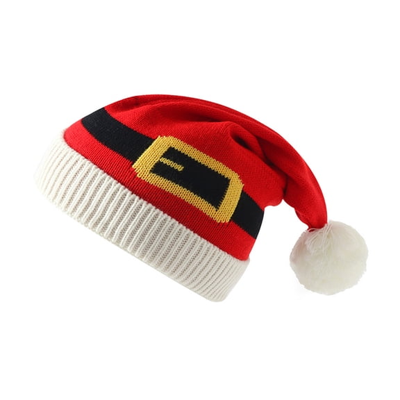 Christmas Santa Hat Santa Knitted Santa Hat Hairball New Year Thick Christmas Hat Adults