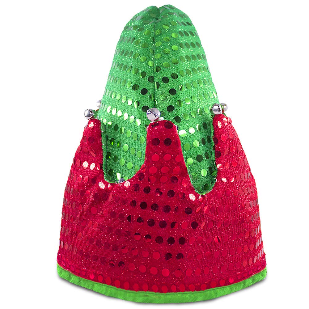 Elf Hat Red Green Felt Holiday Christmas Santa Party Cap with Bells NEW