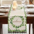 thumbnail image 3 of Table Runners 72 Inches Long Dress Scarves, Spring Eucalyptus Leaves Farmhouse Kitchen/Dining Table Runner, Coffee Tablerunners, Farmhouse Botanical Burlap Paid 14x72 Inch, 3 of 9