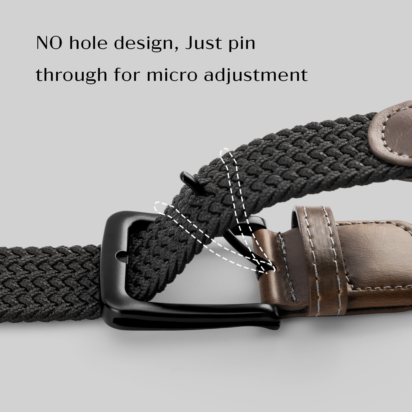 Maikun Men's Elastic Woven Belt, Braided Black and Blue photo 8