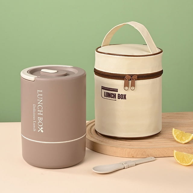 Portable Insulated Food Lunch Container Set with Thermal Lunch Box, 3 Separate Stackable Lunch Container for Adult Kids Men Women