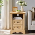 thumbnail image 4 of KeyWhat Farmhouse 2-Drawer Nightstand with Charging Station, 18" Wooden End Table for Bedroom, Living Room, Natural Oak, 4 of 7