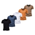 thumbnail image 1 of Camiseta de manga corta AIOPESON 5 piezas marca hombres Casual Color sólido Slim Fit cuello en V 100% algodón AIOPESON Mangas cortas de algodón con cuello en V., 1 of 6