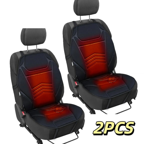 Car Heated Seat Cover, Heated Car Seat Cover Cushion With Adjustable Temperature Warms Up To 27°C In 3 Winter Seat Heater Pad For Comfort, Black, 2 Pack