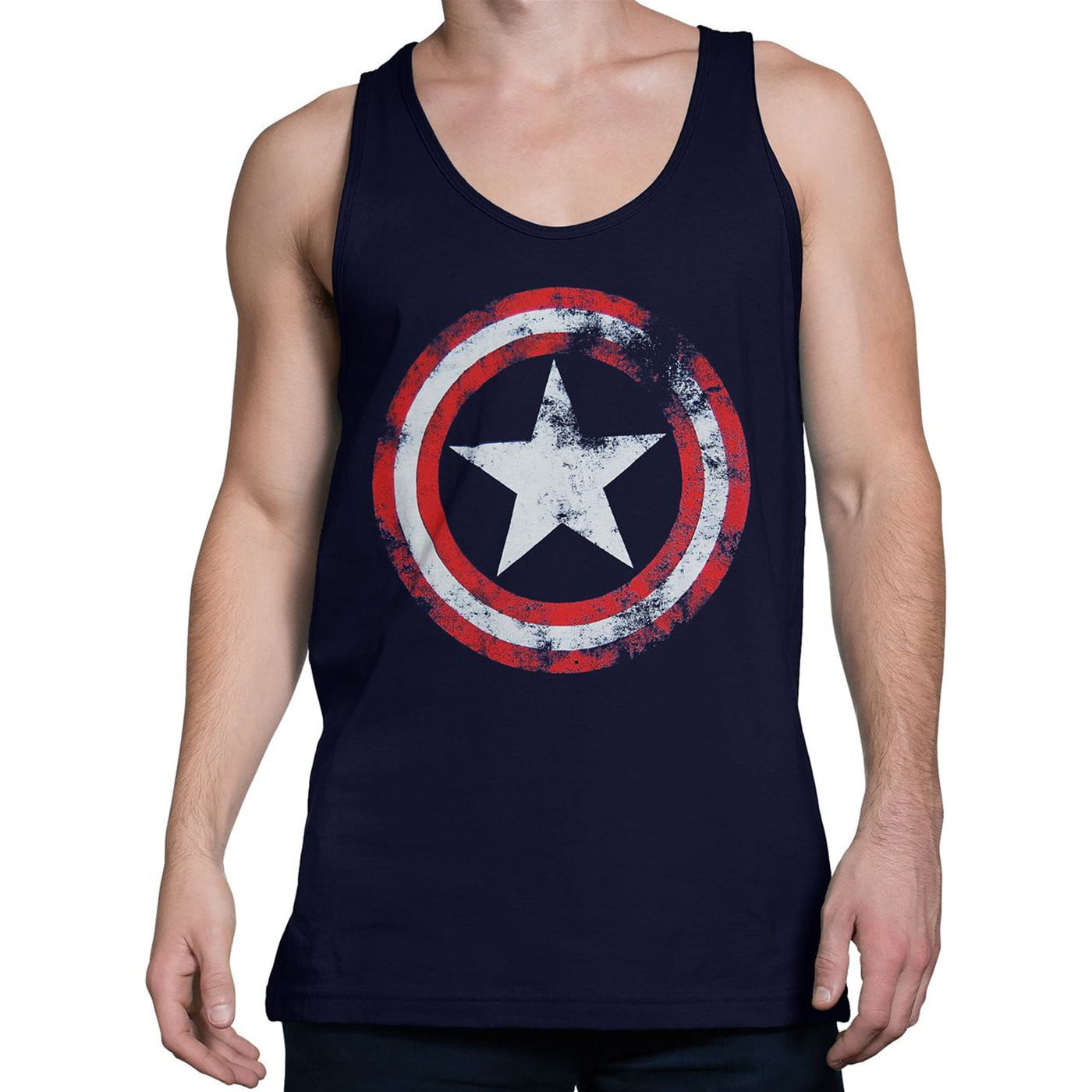Captain America Distressed Navy Blue Tank - Walmart.com