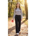thumbnail image 4 of HILEELANG Girls Flare Pants with Pockets, Stretch Pull-On School Pants, Black, 4 of 11
