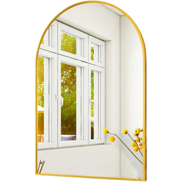 Espejo Curvo de Pared Bluelander con Marco de Aluminio, Dorado