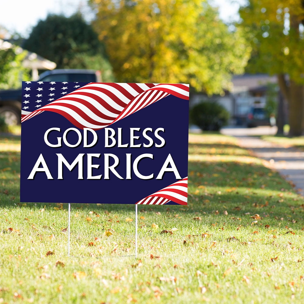 God Bless America 23in x 17in Yard Sign With Stakes - Walmart.com