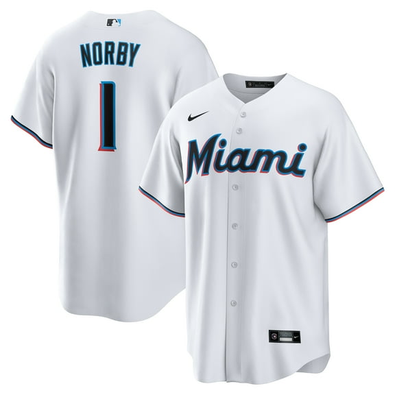 Men's Nike Connor Norby White Miami Marlins Home Replica Jersey