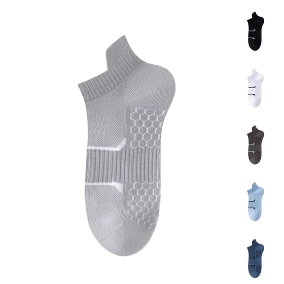 EOYWHK Men's Ankle Socks Low Cut Breathable Moisture Wicking Athletic Running Gym Socks Mesh Massage Bottom No Slip Socks Black Free Size