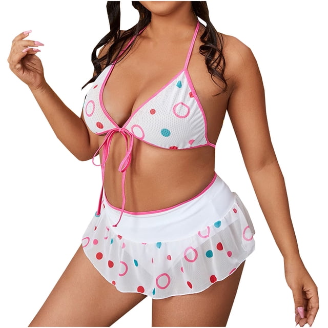 Birdeem Ensemble de Lingerie Aguichant en Filet Imprimé Mode Grande Taille pour Femmes