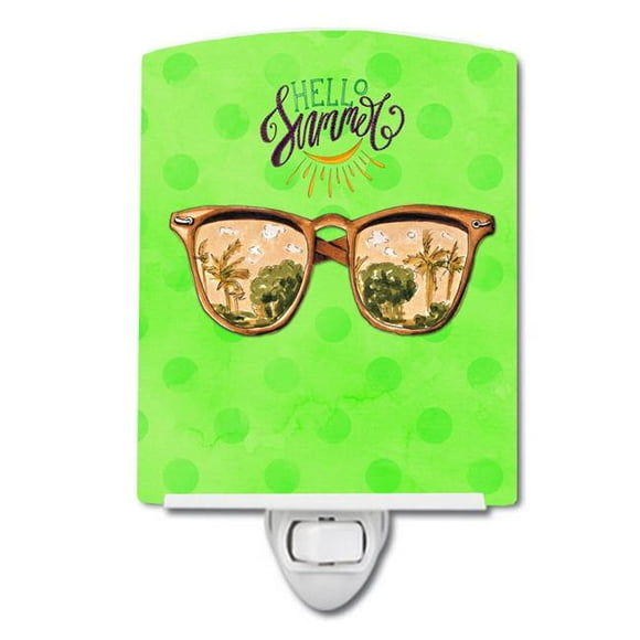 Carolines Treasures BB8205CNL Beach Sunglasses Green Polkadot Ceramic Night Light