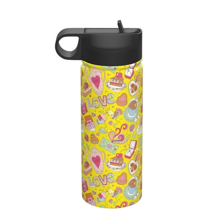 

Cauagu Love Heart1 for 18 oz Water Bottle With Straw Stainless Steel Sports Water Cup Flask Wide Mouth Travel Thermal Mug for Home Office Car