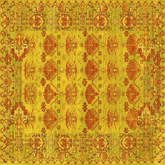Ahgly Company Indoor Square Persian Yellow Traditional Area Rugs, 8' Square