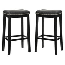 Home Square 2-Piece Furniture 32" Wood Bar Stool Set in Black