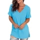 thumbnail image 4 of Puntoco - Camiseta de manga corta para mujer, cómoda, informal, cuello en V, color sólido Puntoco Puntoco-762, 4 of 7