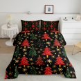 thumbnail image 3 of Manfei Christmas Stars Child Queen Comforter Set, Green Red Xmas Tree Bedding Sets, Vintage Western Festival Reversible Bedding Comforter Set, Luxury Bedroom Decor, 3pcs, 3 of 9
