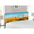 thumbnail image 2 of Saguaro Headboard, Sun Bath in Sonoran Desert Blooming Cactus Spring Time Vegetation Scenery, Upholstered Decorative Metal Bed Headboard with Memory Foam, Full Size, Marigold Blue Green, by Ambesonne, 2 of 4