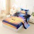thumbnail image 2 of jejeloiu Tropical Sunset Boat Twin Sheets For Girls,Palm Tree Ocean Print Bedding,Orange Blue,3-Piece,1 Fitted Sheet and 1 Pillowcase, 2 of 6