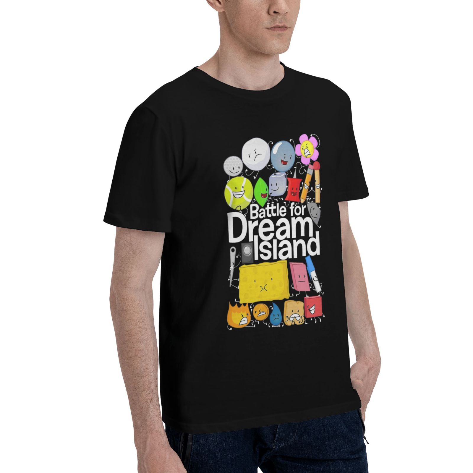 Battle for Dream Island Men's Shirts Black Cotton T-Shirt Basic Classic ...