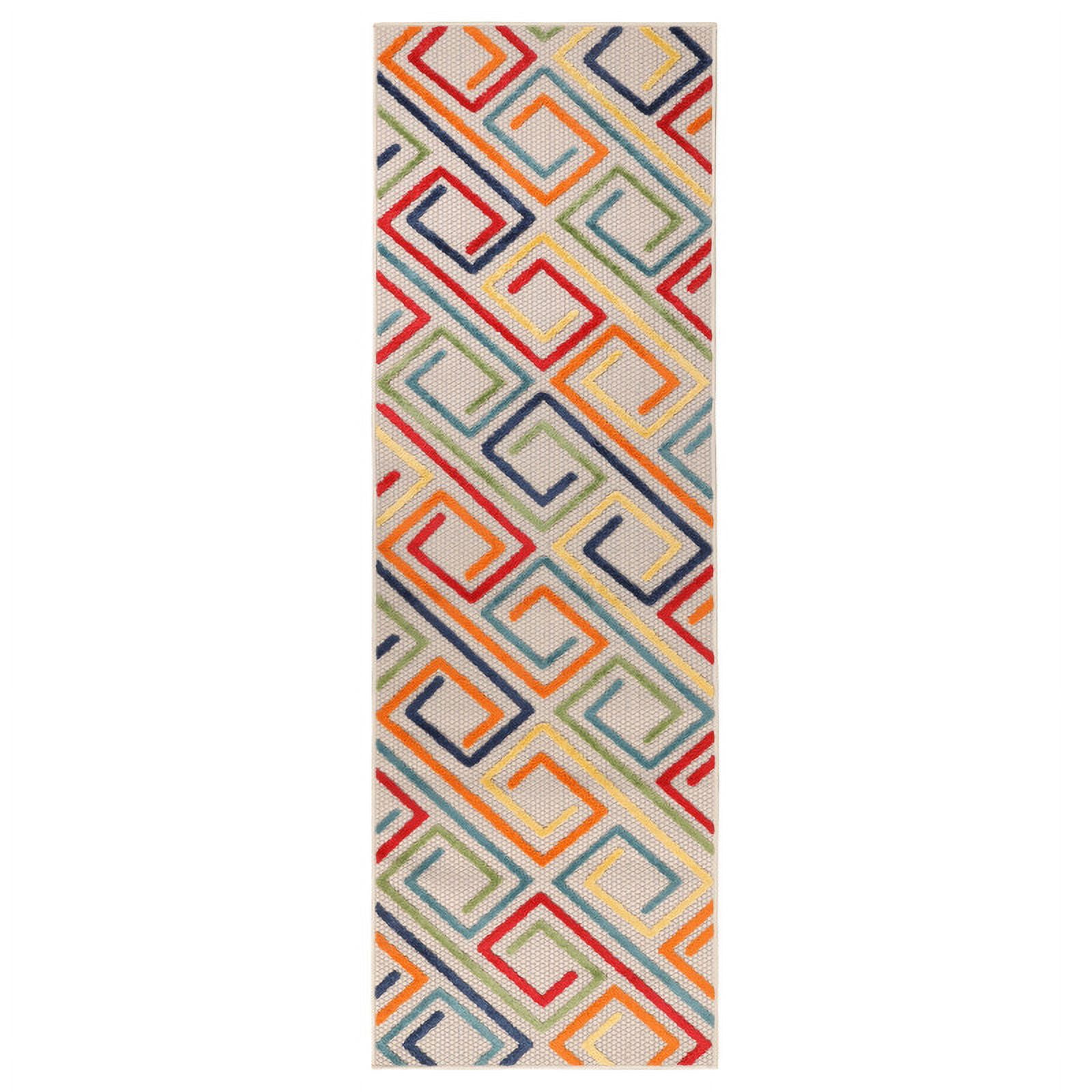 Superior Ares Modern Indoor/Outdoor Runner Rug, 2' 3" x 12', Cream