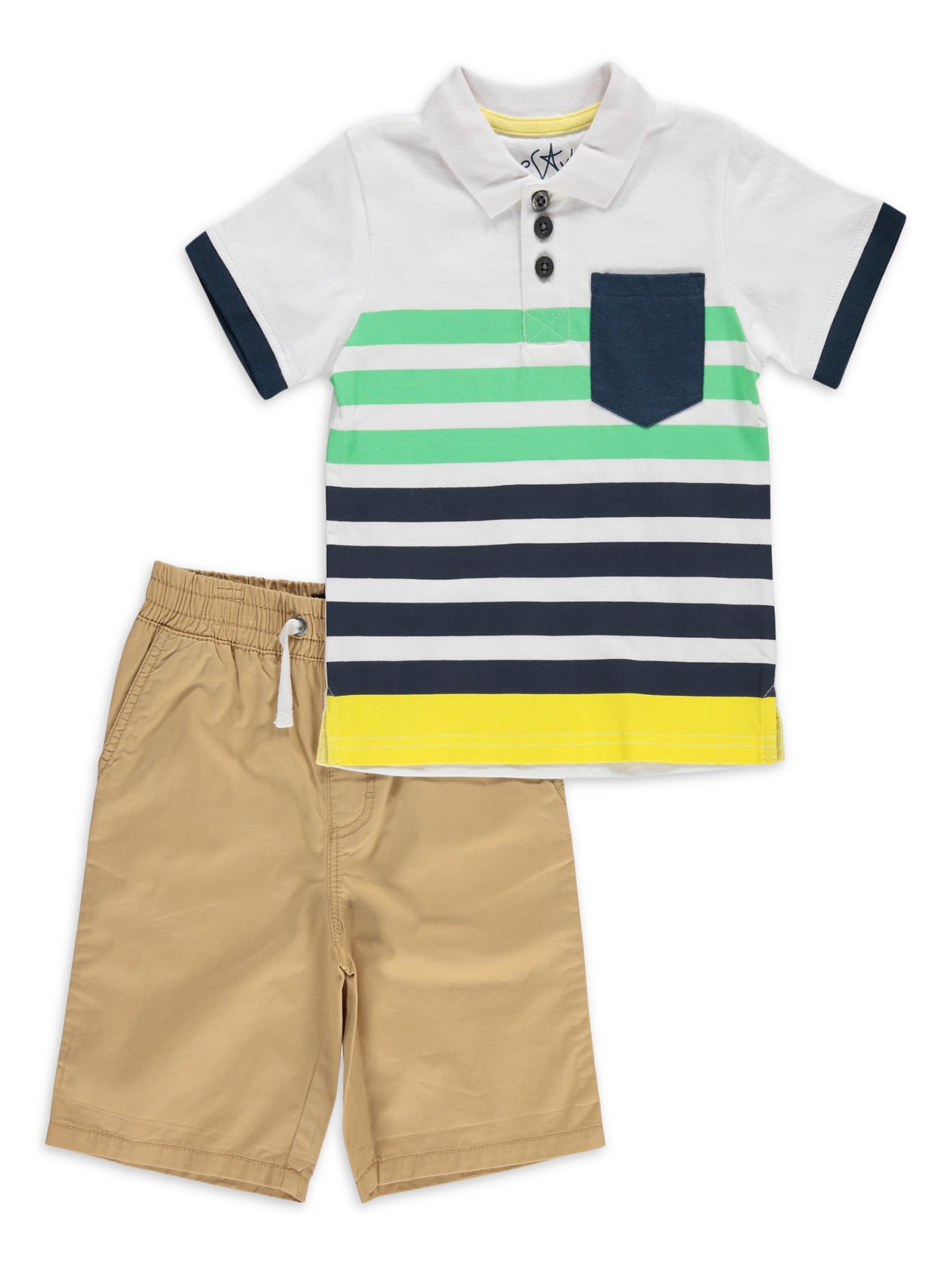 Freestyle Boys Polo Shirt & Pull On Shorts, 2Piece Outfit Set, Sizes 4