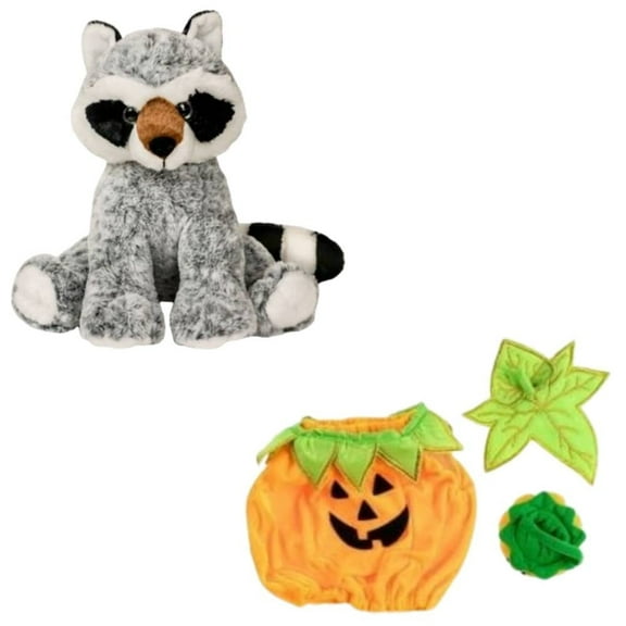 Bandit the Raccoon 16" Plush with Spooky Halloween Pumpkin – Soft Cuddly Stuffed Animal Gift for Kids
