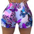 thumbnail image 2 of Haiem Flying Butterflies No Front Seam Biker Shorts for Women Yoga Workout Gym Bike Shorts with Tummy Control Moisture-Wicking-Small, 2 of 9