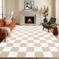 thumbnail image 2 of Garvee 5'x7' Checkered Area Rug Soft Plaid Carpet, Washable Non Slip Indoor Floor Mats for Living Room Bedroom Home Office, Camel, 2 of 8
