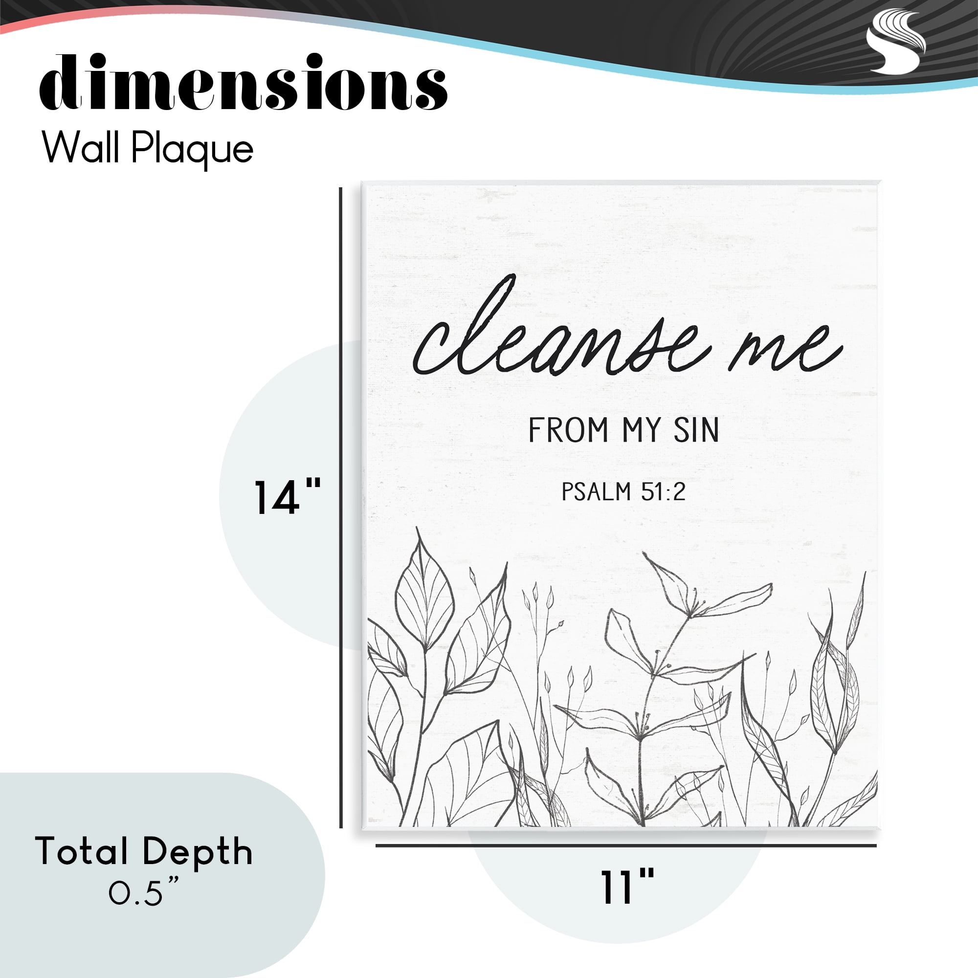 Cleanse Me From Sin Wall Plaque Art, design by Lettered and Lined