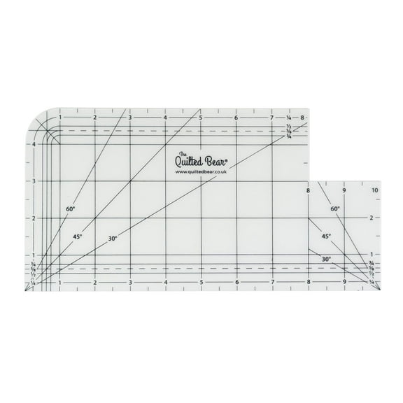 The Quilted Bear Hot Ironing Ruler - Non-Slip Ironing Quilting Rulers & Hot Hem Ruler for Sewing & Quilting, with Multiple Inch & Angle Markings (5" x 10")