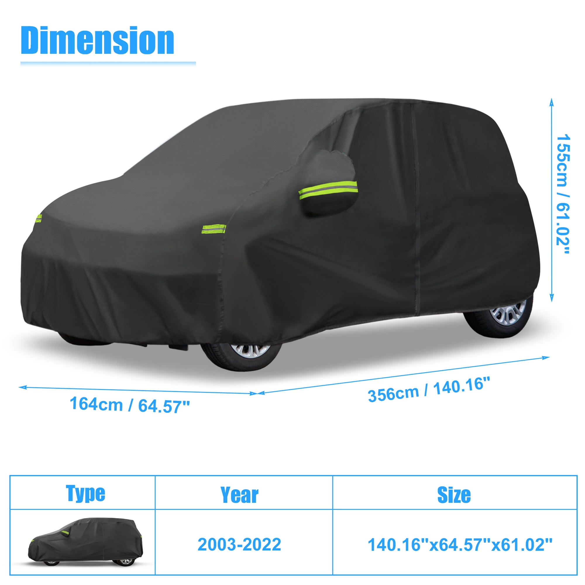 Unique Bargains Waterproof Full Car Cover Zipper 140.16"x64.57"x61.02"