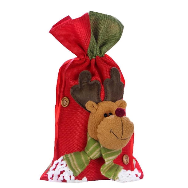 Inteprter Bolsa de regalo pequeña de Navidad Reno Muñeco de nieve Papá Noel Cordón Bolsa de galletas de caramelo Bolsa de regalo de decoración de Type7 NO7 Inteprter JR0718-03